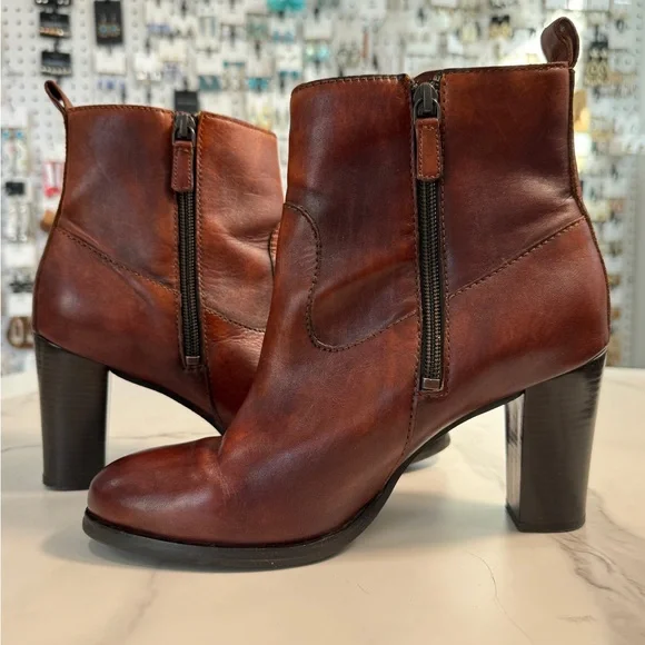 Cole Haan Chestnut Leather Heeled Boots - Picture 3 of 8